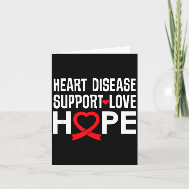 Tarjeta Heart Disease Suprt Love Hope Red Ribbon  (Anverso)