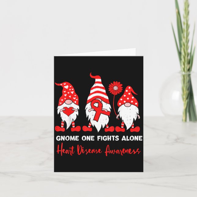 Tarjeta Heart Health Gnome Heart Disease Awareness Chd Red (Anverso)