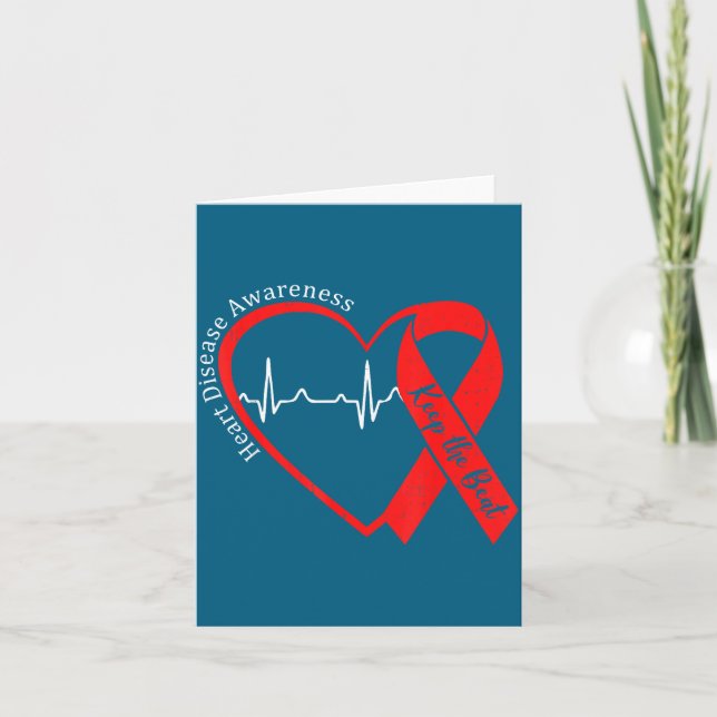 Tarjeta Heart Health Heart Disease Awareness Chd Heartbeat (Anverso)