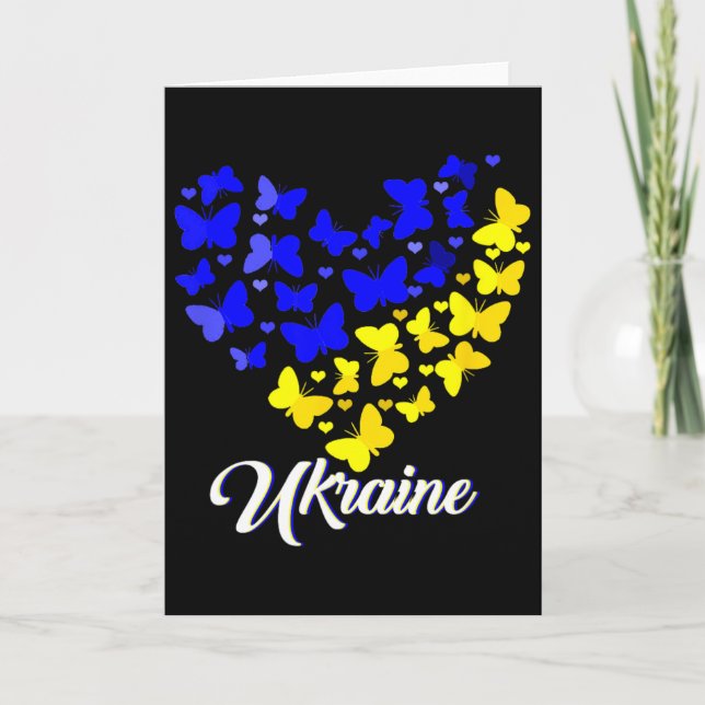 Tarjeta Heart Heart Ukraine Shirt Butterfly I Stand With U (Anverso)