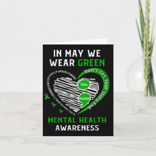 Tarjeta Heart I Wear Green For Mental Health Awareness Mon