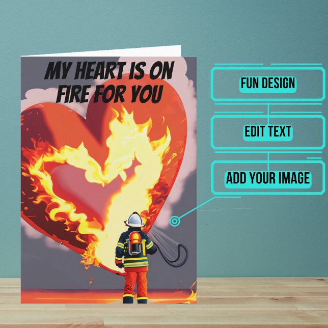 Tarjeta Heart is On Fire Funny Fireman Birthday (This fun card is specifically for the firefighter friend in your life.)