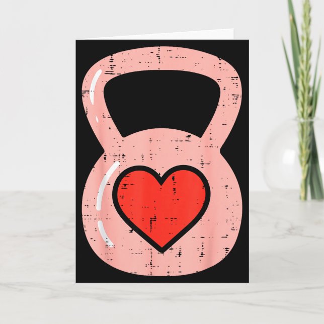 Tarjeta Heart Kettlebell Gym Fitness Valentines Day Men Wo (Anverso)