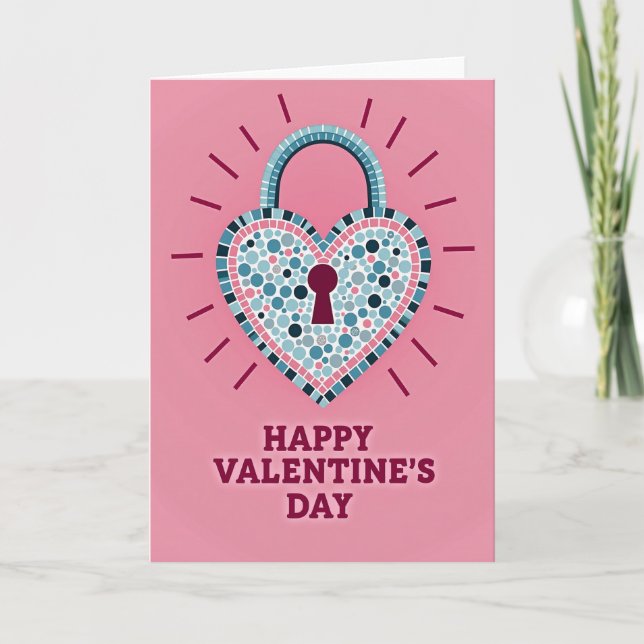 Tarjeta Heart Mosaic Valentines Day Card (Anverso)