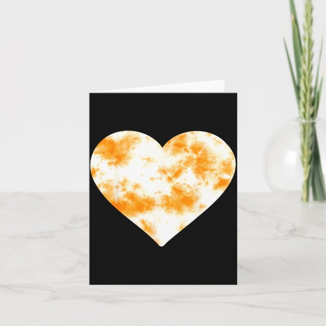 Tarjeta Heart Orange Tie Dye - Cute Valentines Day Graphic (Anverso)
