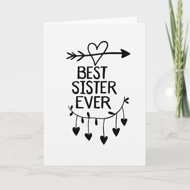 Tarjeta Heart Pattern Best Sister Ever Card (Anverso)