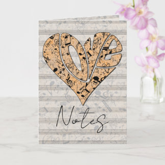 Tarjeta Heart-Shaped Love Typography with Musical Notes