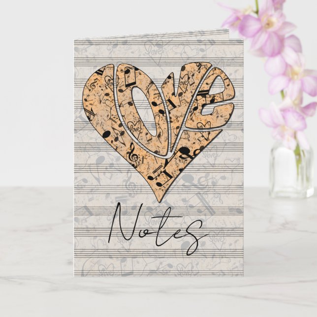 Tarjeta Heart-Shaped Love Typography with Musical Notes (Orquídea)