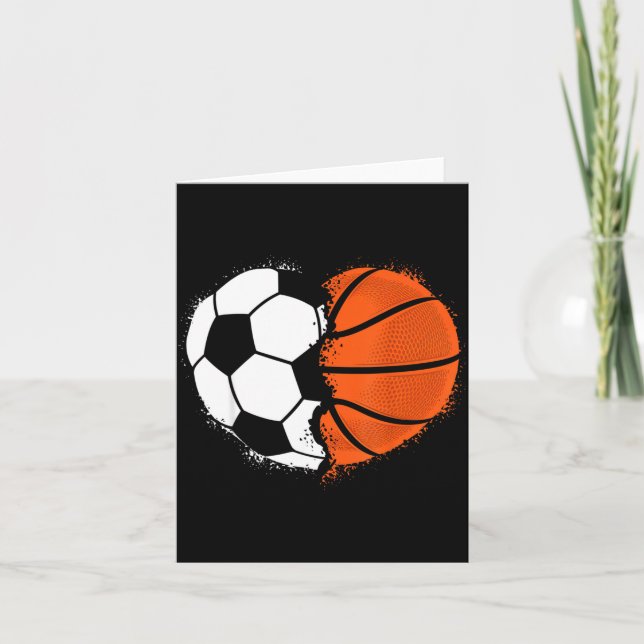 Tarjeta Heart Srts Soccer Basketball Ball Lover Valentines (Anverso)