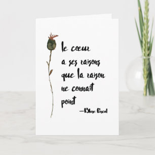 Tarjeta Heart Tiene Sus Razones De Cita De Amor Francesa