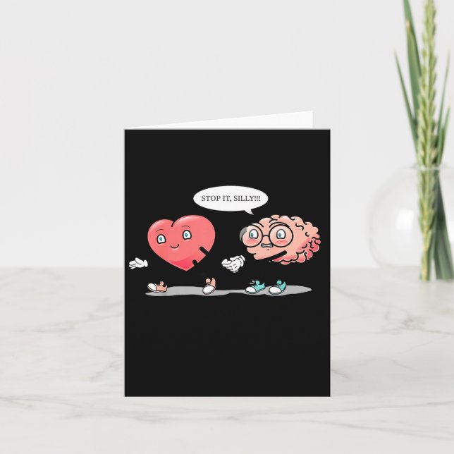 Tarjeta Heart Vs Brain Heart Leading Brain Valentines  (Anverso)