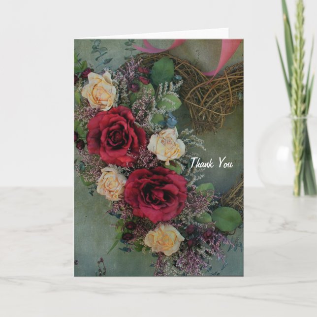 Tarjeta Heart Wreath Gracias (Anverso)