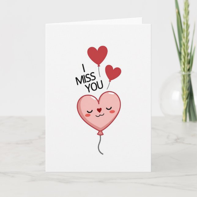 Tarjeta Heartfelt Balloon Miss You Card (Anverso)