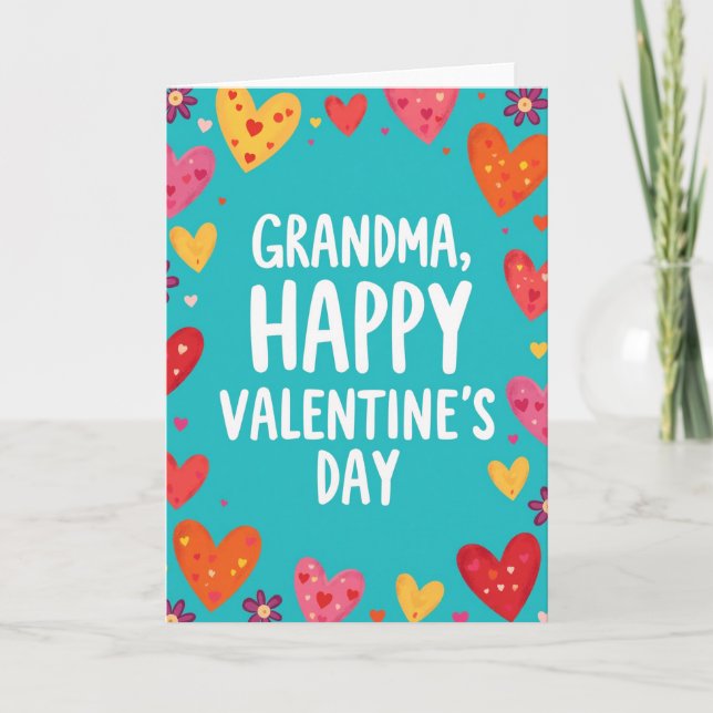 Tarjeta Heartfelt Painted Hearts Grandma Card (Anverso)