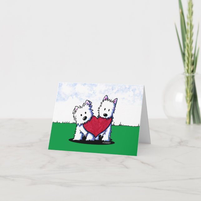Tarjeta Heartfelt Westie Duo (Anverso)