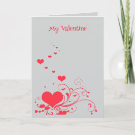 Tarjeta Hearts And Elegant Curling Flourishes Minimal 