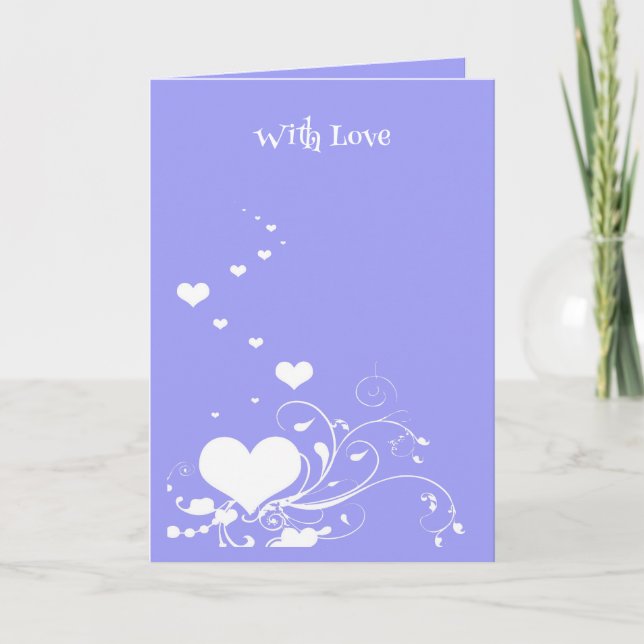 Tarjeta Hearts And Elegant Curling Flourishes Minimal Illu (Anverso)