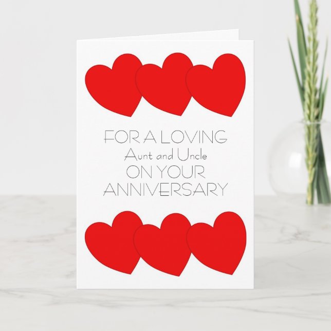 Tarjeta Hearts Aunt Uncle Personalised Wedding Anniversary (Anverso)