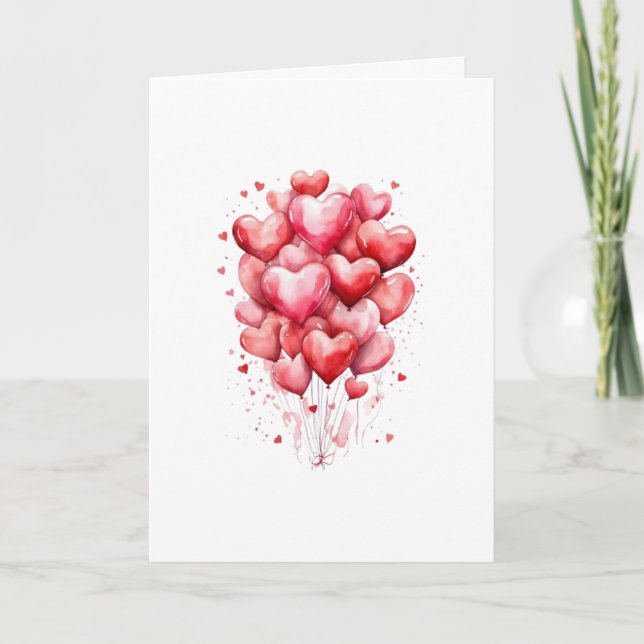 Tarjeta Hearts Balloon Romantic Love Minimalist (Anverso)