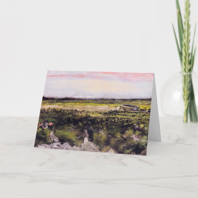 Tarjeta Heath con una carretilla de Vincent van Gogh (Anverso)