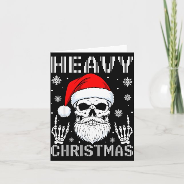 Tarjeta Heavy Christmas Skull Fans Rock Music Winter Holid (Anverso)