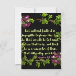 Tarjeta Hebreos 11:6 KJV Biblia Verse Pic Flat Greeting