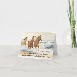Tarjeta Hebreos 12:1 Corramos con Caballo de Biblia Durade