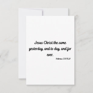 Tarjeta Hebreos 13:8 KJV Escritura de Biblia Saludo Plano