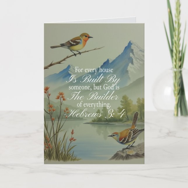 Tarjeta Hebreos 3:4 Dios el Constructor Escrituras | Crist (Anverso)