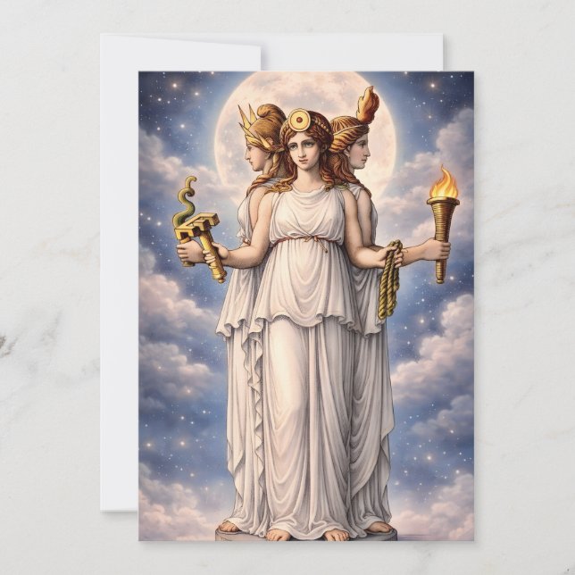 Tarjeta Hécate Triple Diosa Arte Celestial de la Luna – mi (Anverso)