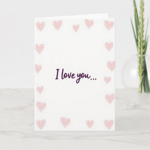 Tarjeta hecha a mano corazones te amo