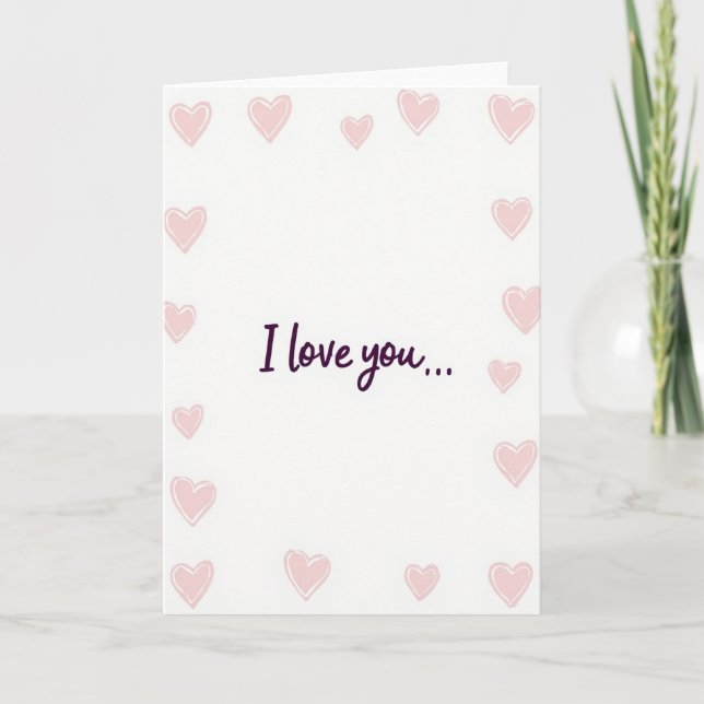 Tarjeta hecha a mano corazones te amo (Anverso)