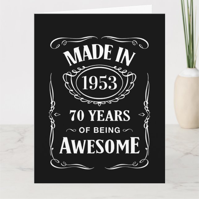Tarjeta Hecho en 1953 70 años de ser impresionante 2023 bd (Anverso)