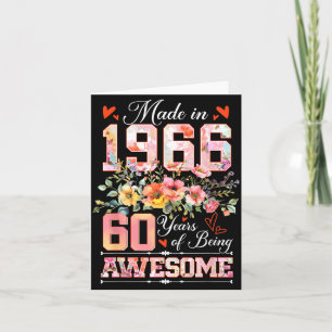 Tarjeta Hecho en 1966 floral 60 cumpleaños mujeres 60 años