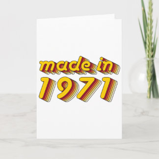 Tarjeta Hecho en 1971 (amarillo y rojo)
