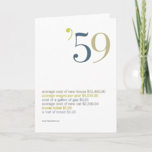 Tarjeta Hechos de diversión de cumpleaños de 1959