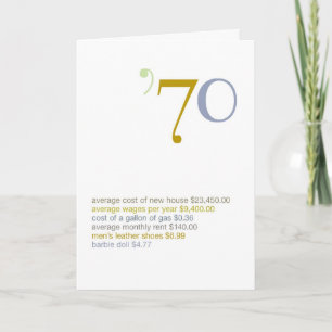 Tarjeta Hechos de diversión de cumpleaños de 1970