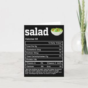 Tarjeta Hechos de nutrición de ensaladas Hombres alimentar