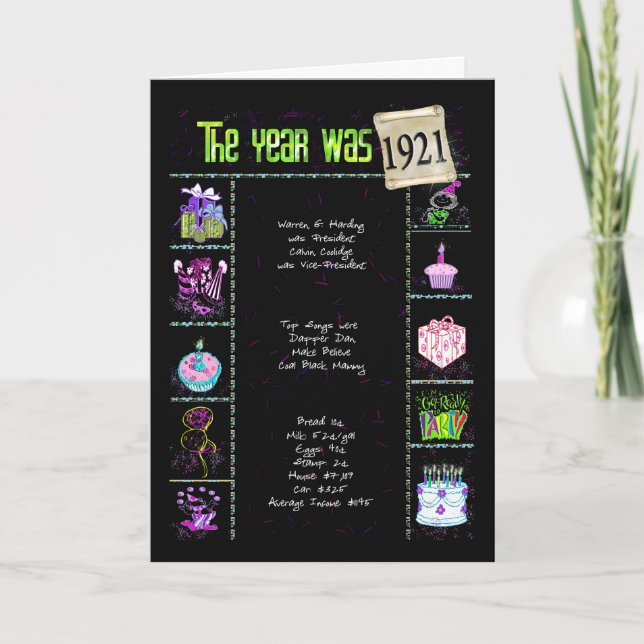 Tarjeta Hechos Divertidos De Cumpleaños De 1921 (Anverso)