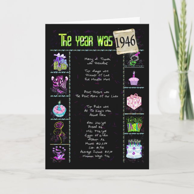 Tarjeta Hechos Divertidos De Cumpleaños De 1946 (Anverso)