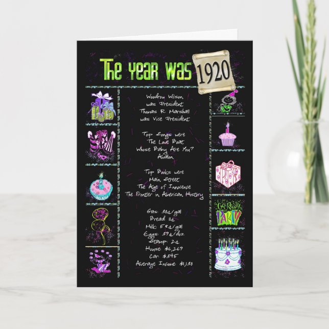 Tarjeta Hechos divertidos del año de nacimiento 1920 (Anverso)