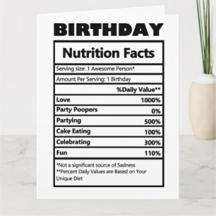 Tarjeta Hechos divertidos sobre la nutrición en los cumple