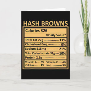 Tarjeta Hechos Nutricionales de Hash Browns Divertidos par