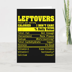 Tarjeta Hechos Nutricionales de Sobras de Alimentos Una Di