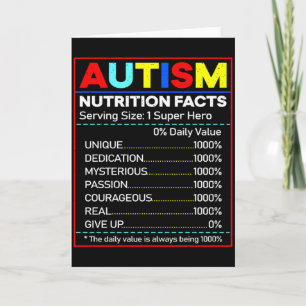 Tarjeta Hechos Nutricionales del Autismo Mes de Concientiz