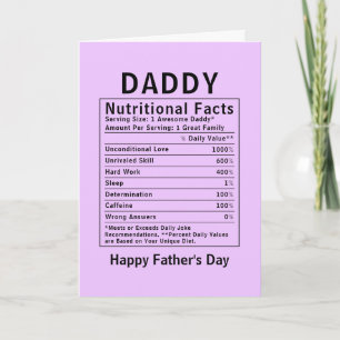 Tarjeta Hechos Nutricionales del Papá regalos del día del