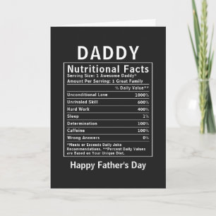 Tarjeta Hechos Nutricionales del Papá regalos del día del
