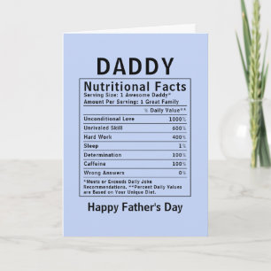 Tarjeta Hechos Nutricionales del Papá regalos del día del 