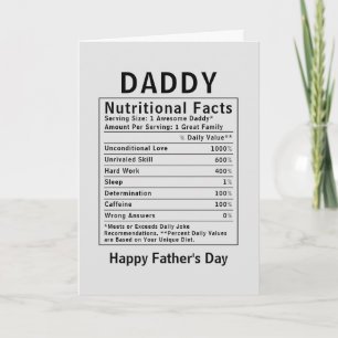 Tarjeta Hechos Nutricionales del Papá regalos del día del
