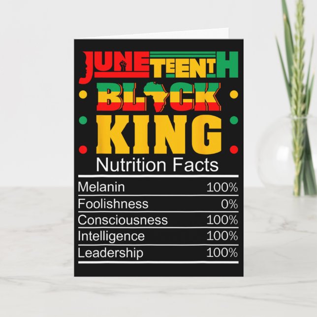 Tarjeta Hechos nutricionales del rey negro de Juneteenth O (Anverso)